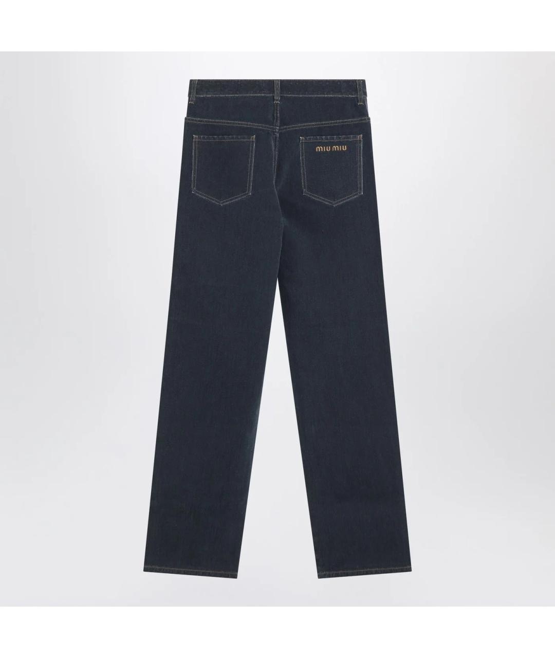 MIU MIU Синие хлопковые прямые джинсы, фото 2