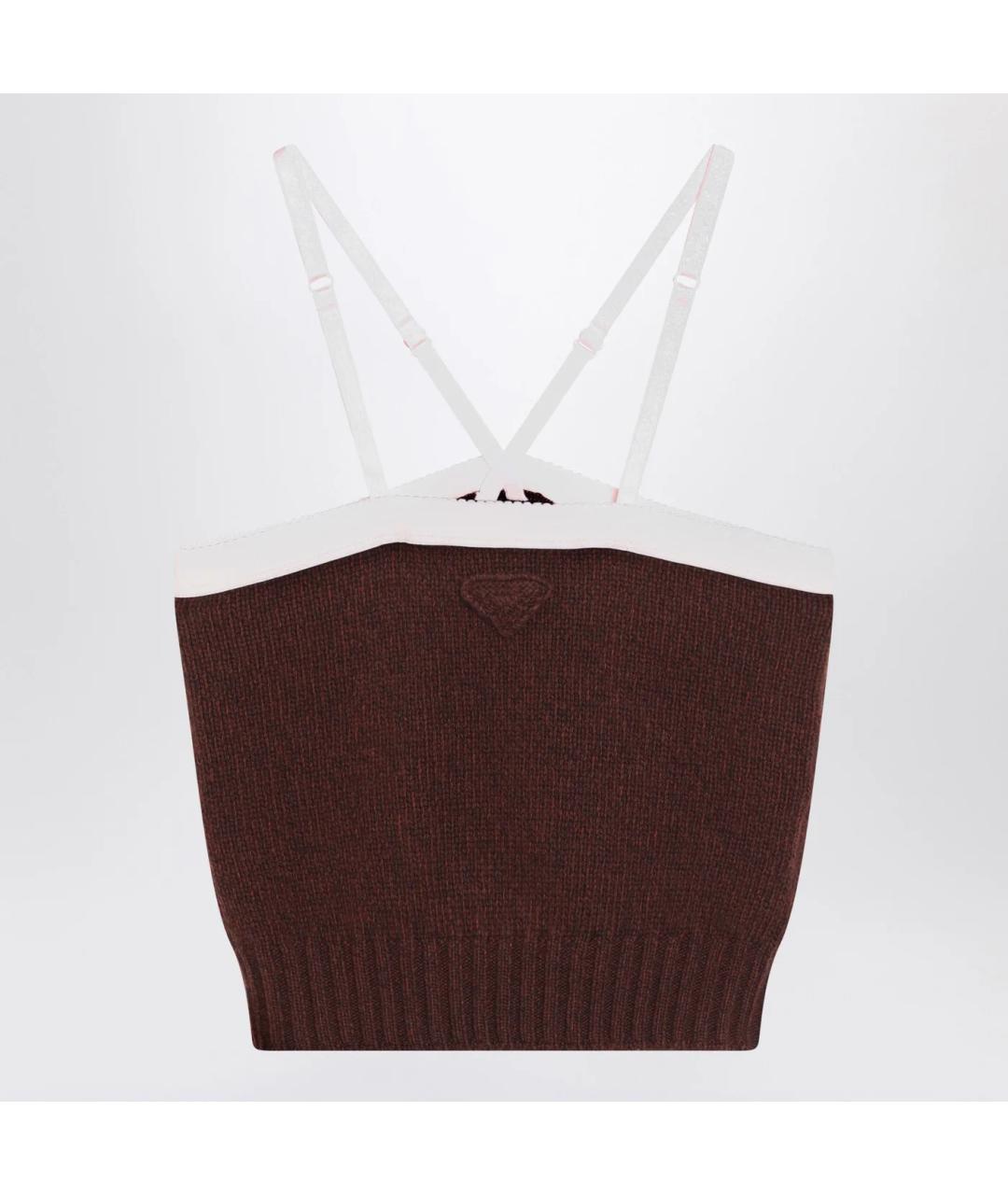 PRADA Коричневая шерстяная майка, фото 2