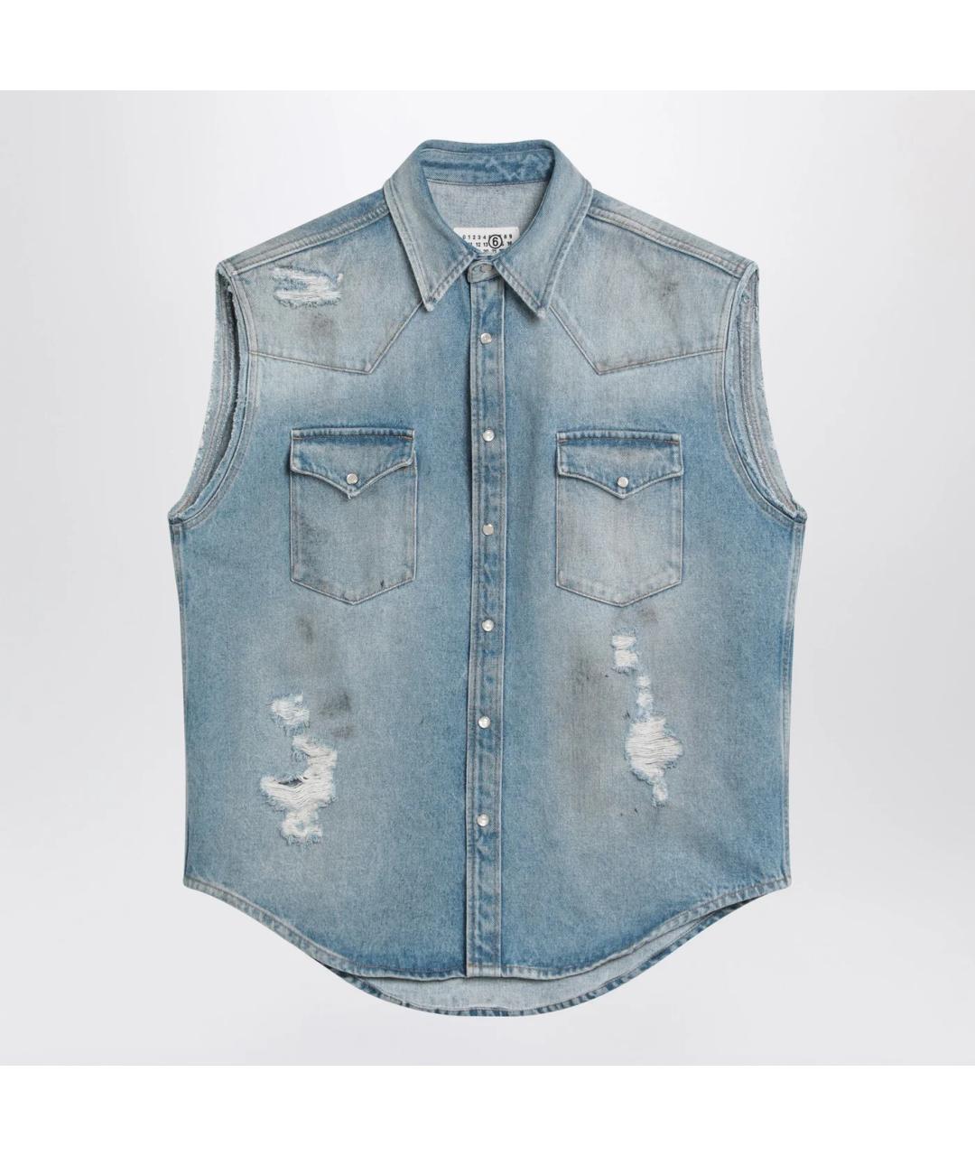 MM6 MAISON MARGIELA Голубой хлопковый жилет, фото 3