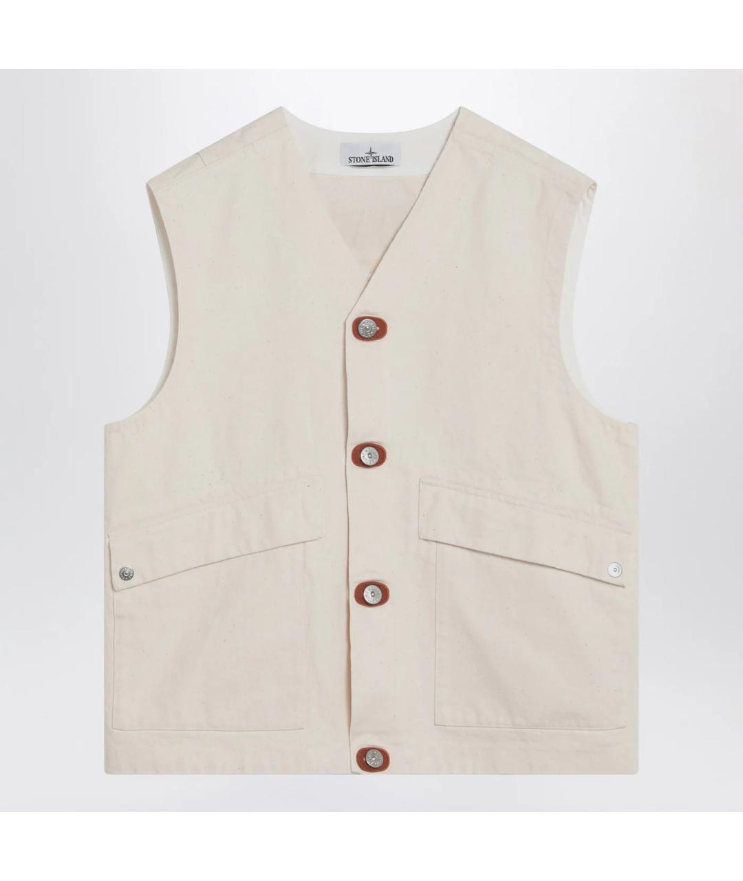 STONE ISLAND Бежевый хлопковый жилет, фото 3