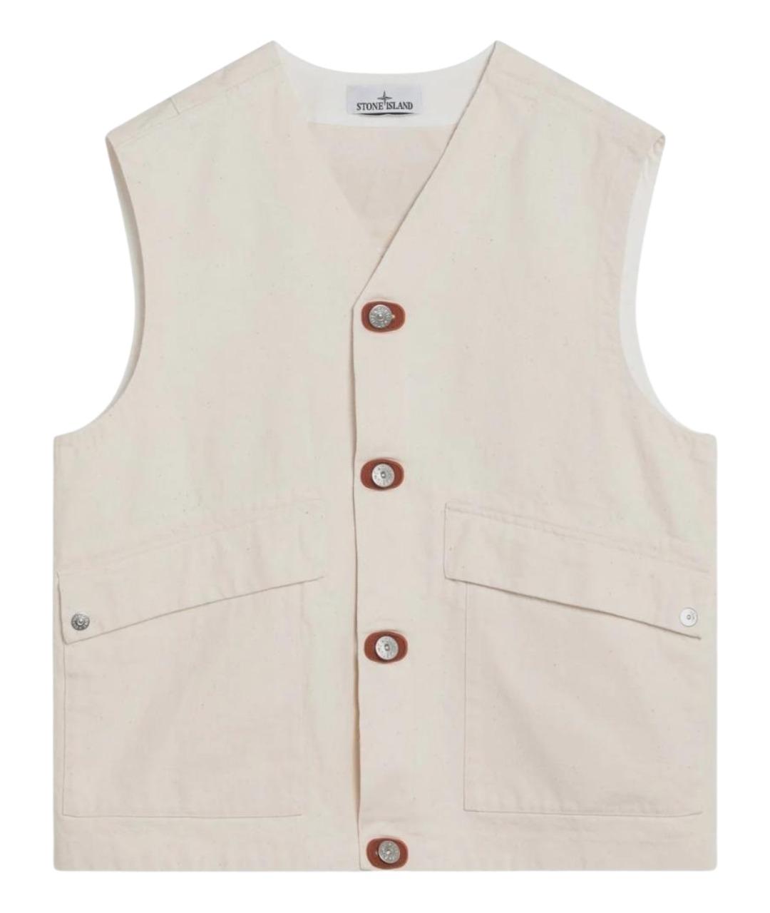 STONE ISLAND Бежевый хлопковый жилет, фото 1