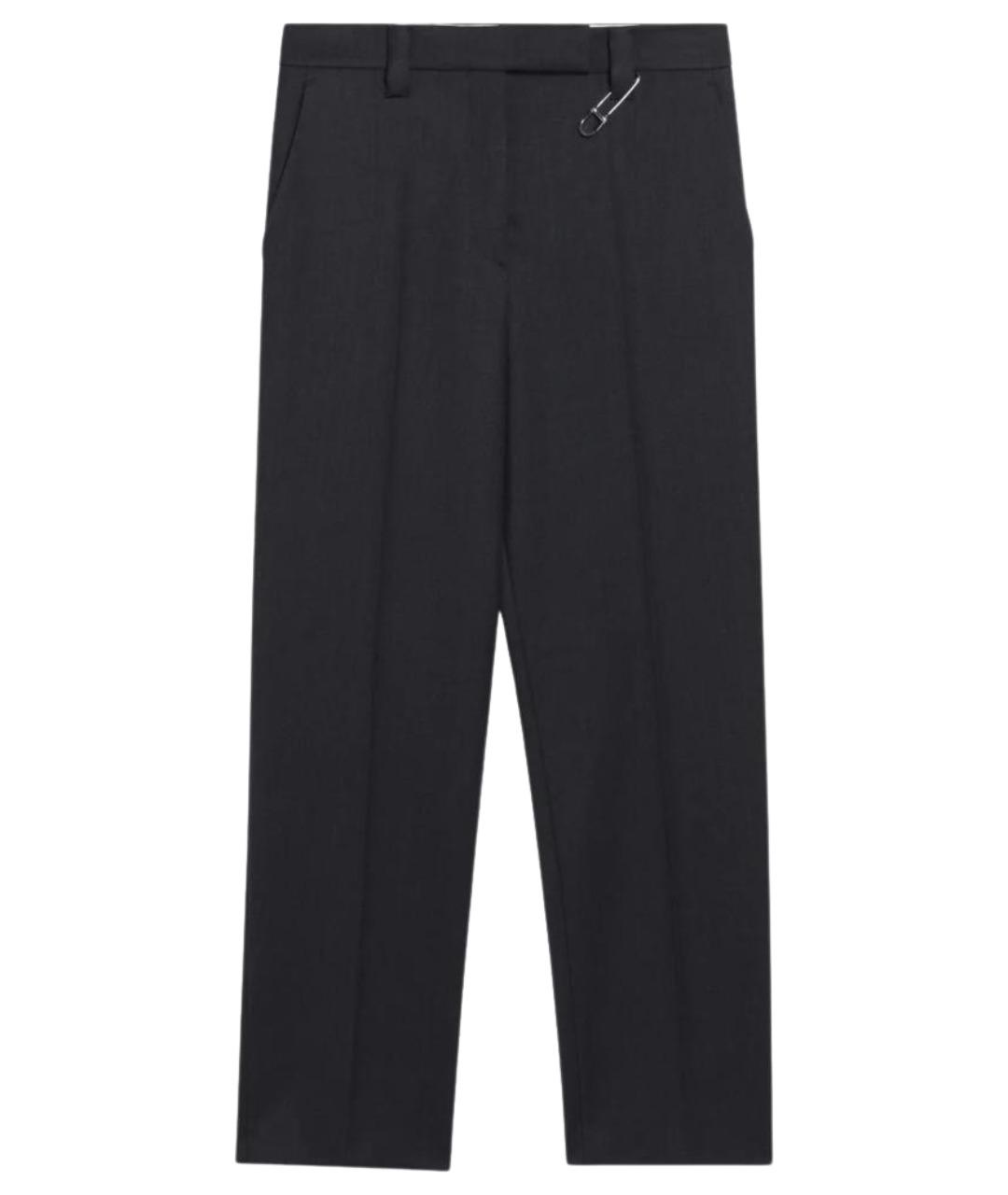 PRADA Антрацитовые шерстяные прямые брюки, фото 1