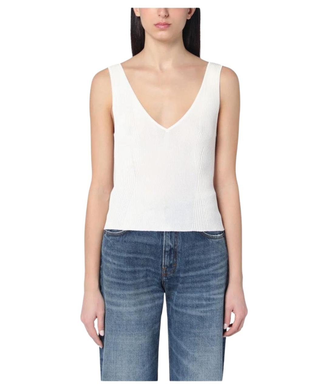 GOLDEN GOOSE DELUXE BRAND Белая вискозная майка, фото 1