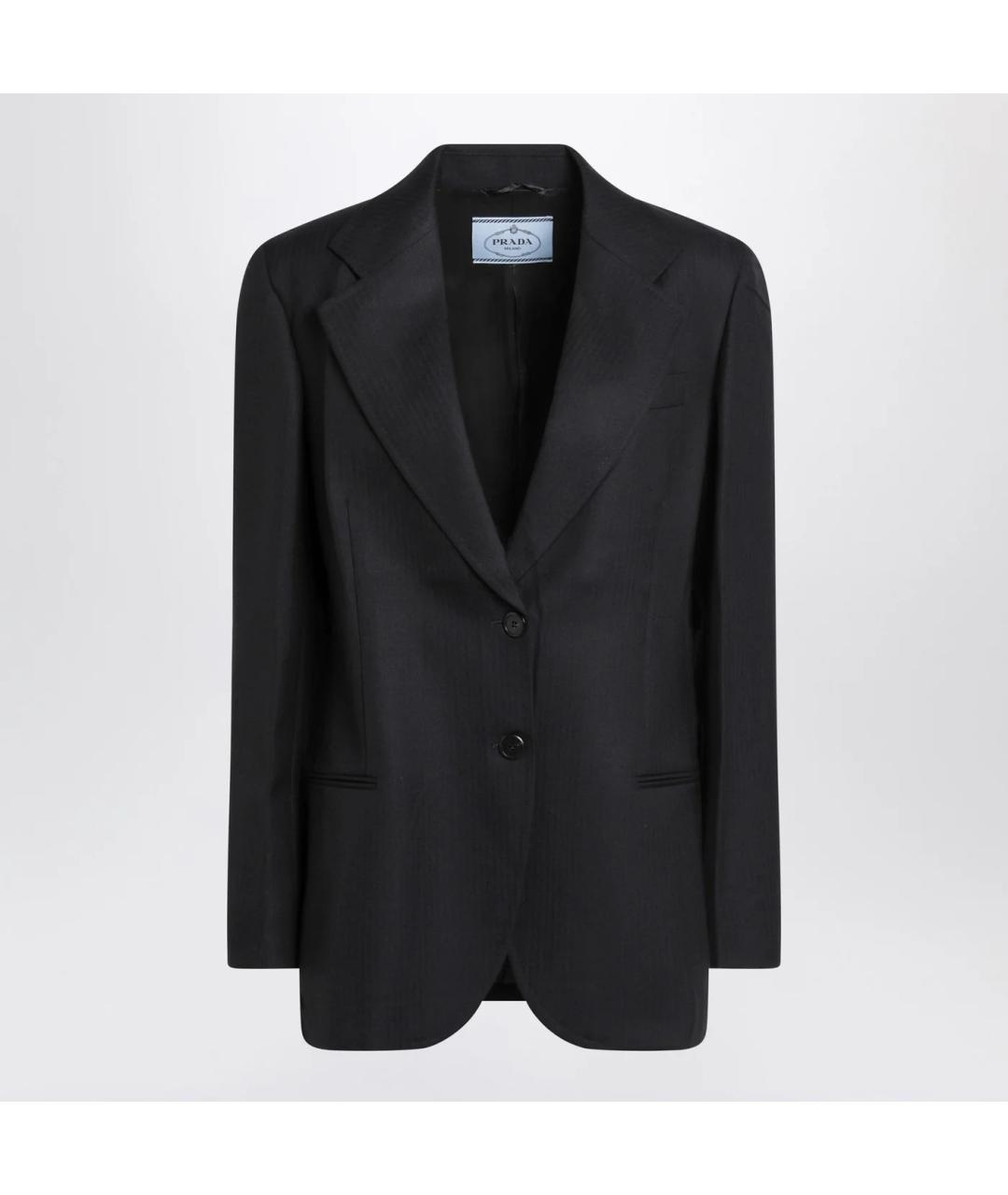 PRADA Темно-синий шерстяной жакет/пиджак, фото 3