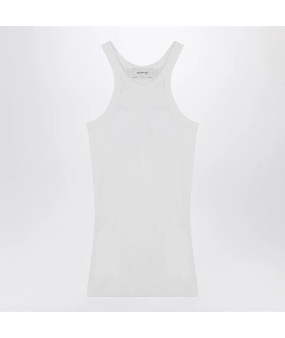 SPORTMAX Белая хлопковая майка, фото 3