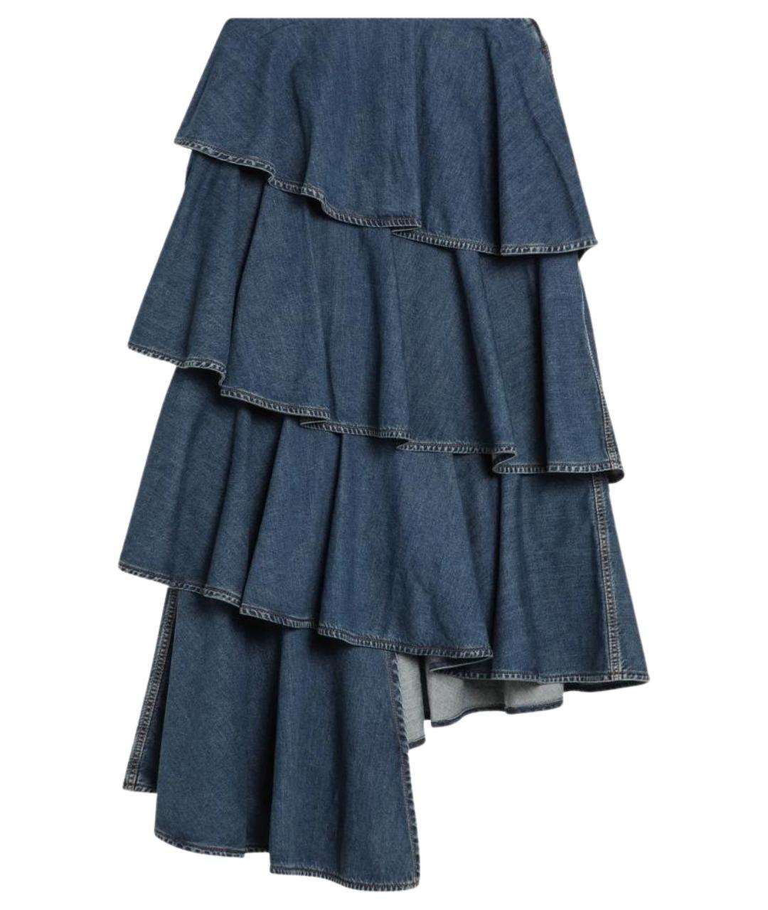 ALAIA Синяя хлопковая юбка миди, фото 1