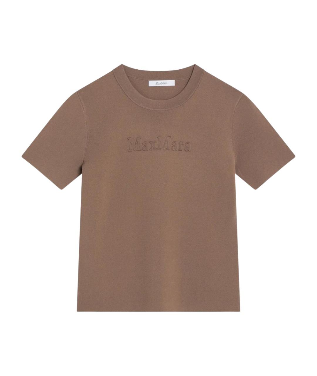 MAX MARA Коричневая вискозная футболка, фото 1