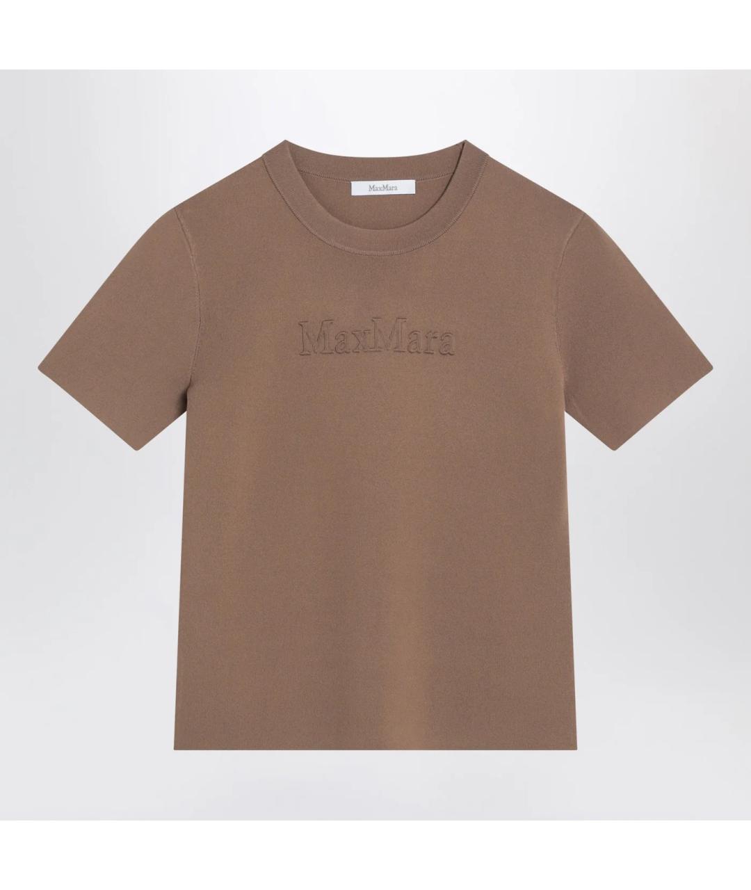 MAX MARA Коричневая вискозная футболка, фото 3