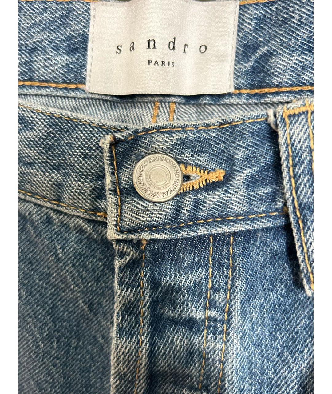 SANDRO Синие хлопковые прямые джинсы, фото 4