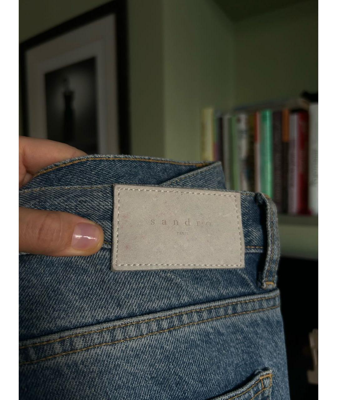 SANDRO Синие хлопковые прямые джинсы, фото 3