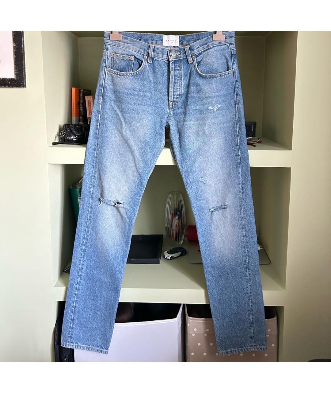 SANDRO Синие хлопковые прямые джинсы, фото 9