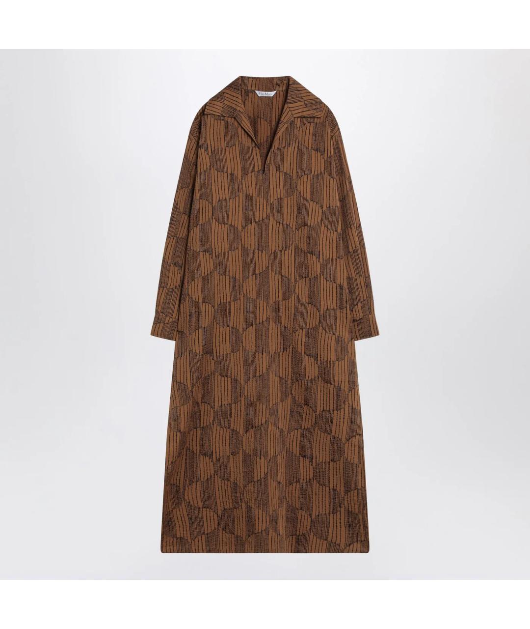 MAX MARA Коричневое хлопковое повседневное платье, фото 3