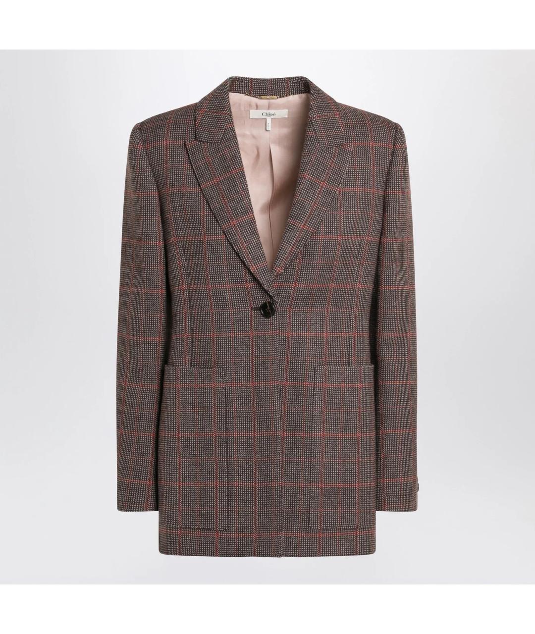 CHLOE Коричневый шерстяной жакет/пиджак, фото 3