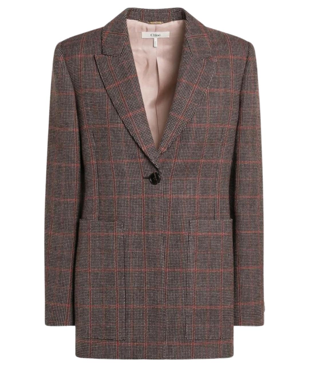 CHLOE Коричневый шерстяной жакет/пиджак, фото 1