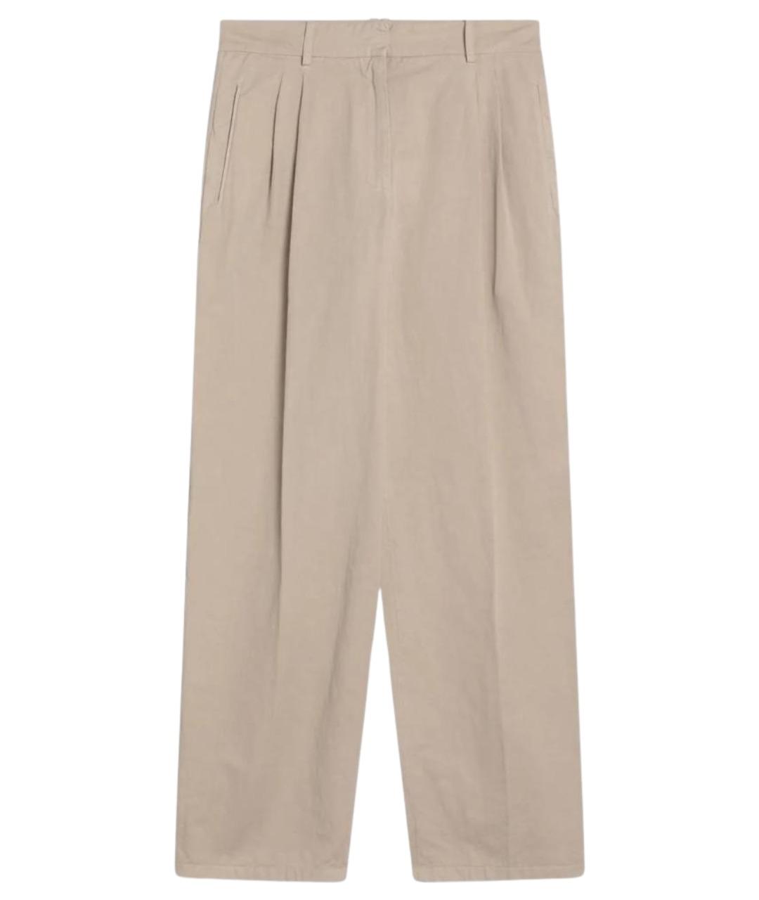 THE ROW Бежевые хлопковые прямые брюки, фото 1