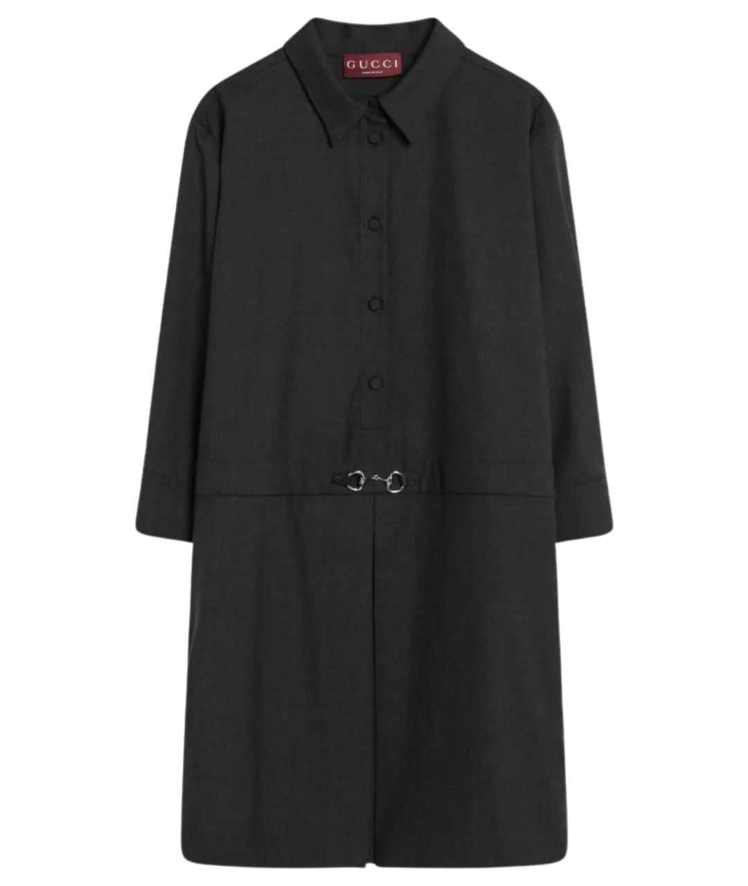 GUCCI Серое шерстяное повседневное платье, фото 1