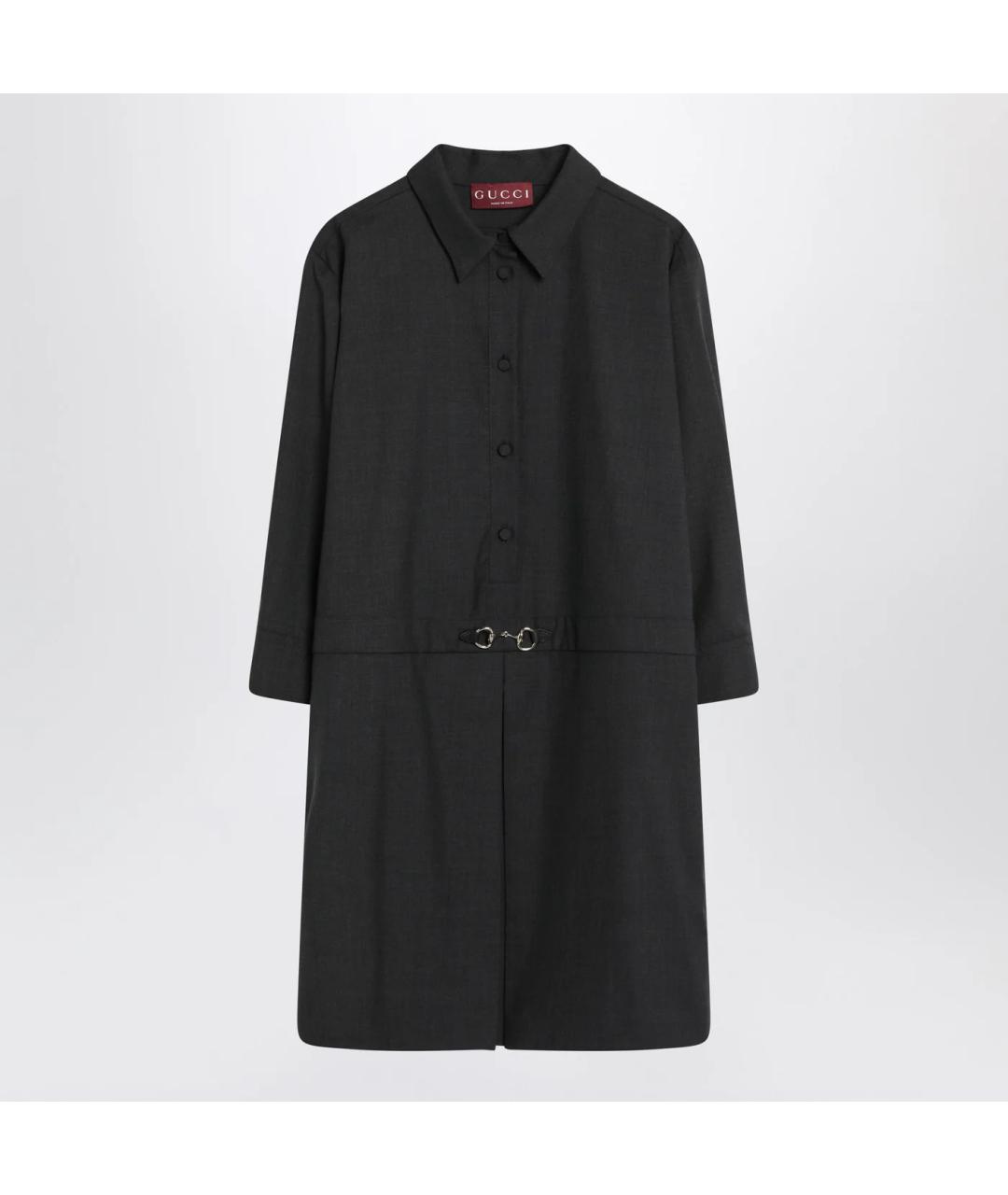 GUCCI Серое шерстяное повседневное платье, фото 3