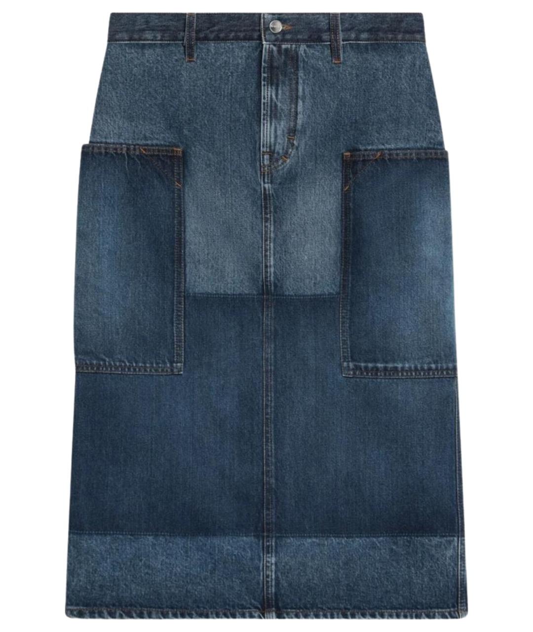 GUCCI Синяя хлопковая юбка миди, фото 1