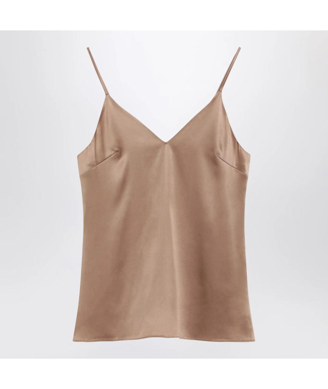 BRUNELLO CUCINELLI Бежевая шелковая майка, фото 3