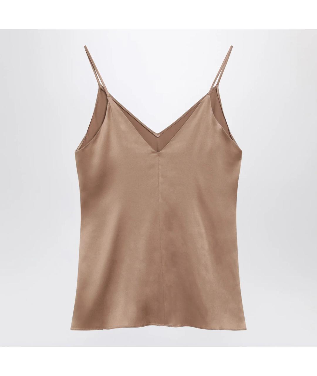 BRUNELLO CUCINELLI Бежевая шелковая майка, фото 2