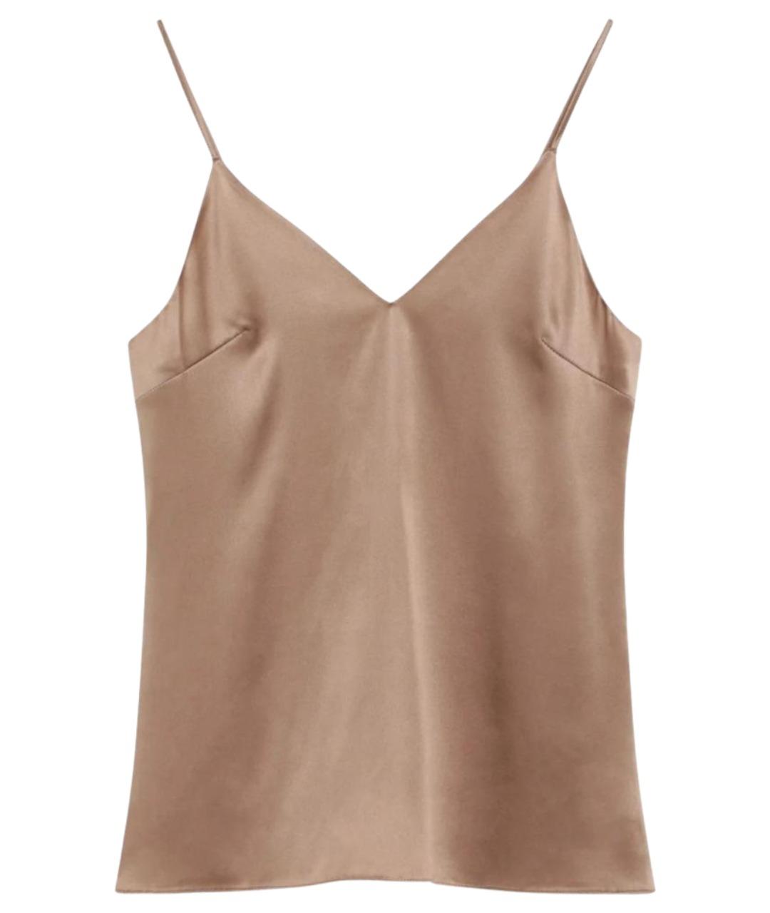 BRUNELLO CUCINELLI Бежевая шелковая майка, фото 1