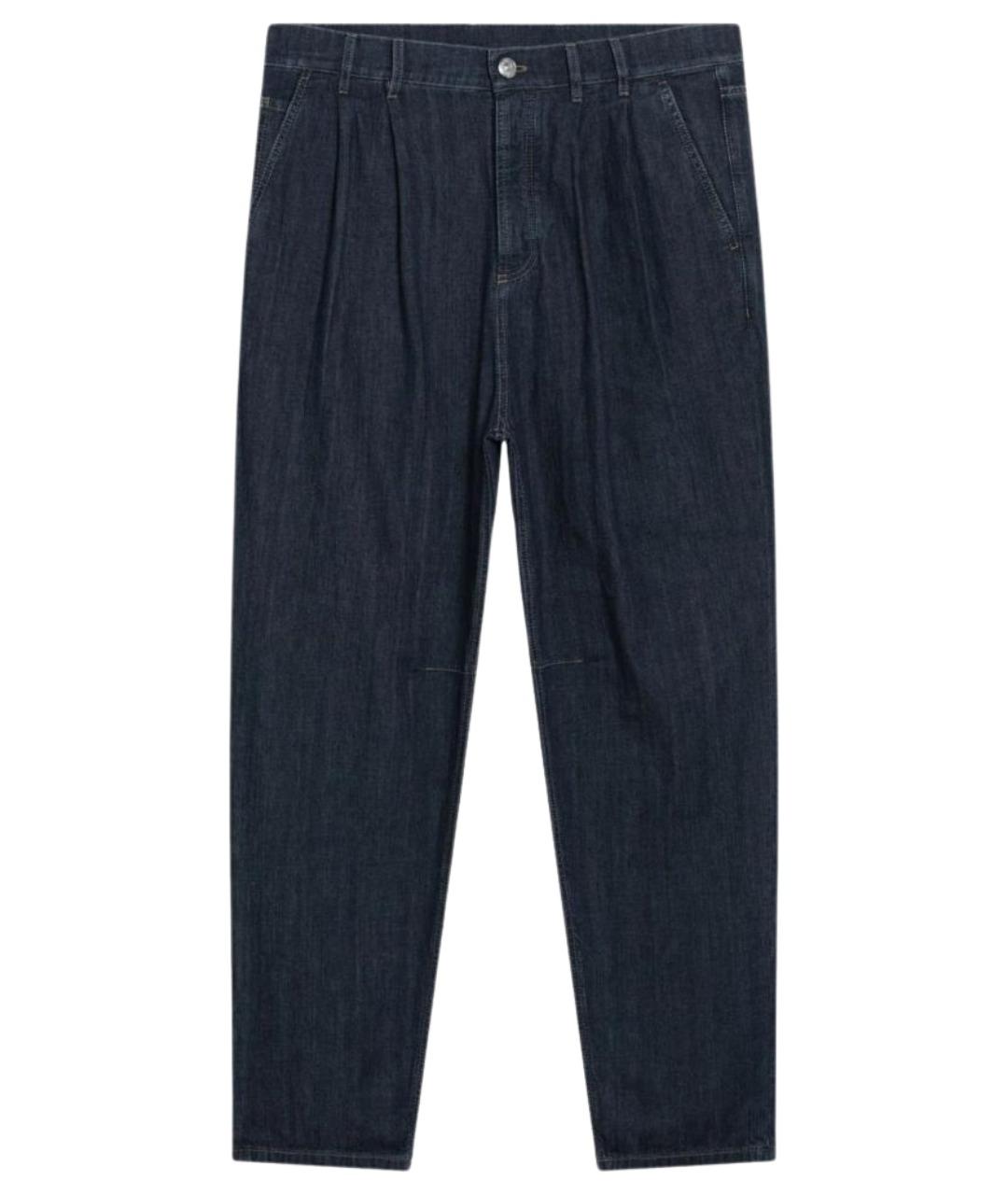 BRUNELLO CUCINELLI Синие хлопковые прямые джинсы, фото 1