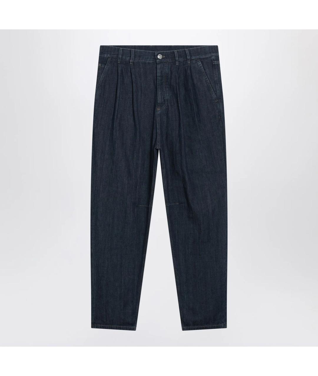 BRUNELLO CUCINELLI Синие хлопковые прямые джинсы, фото 3