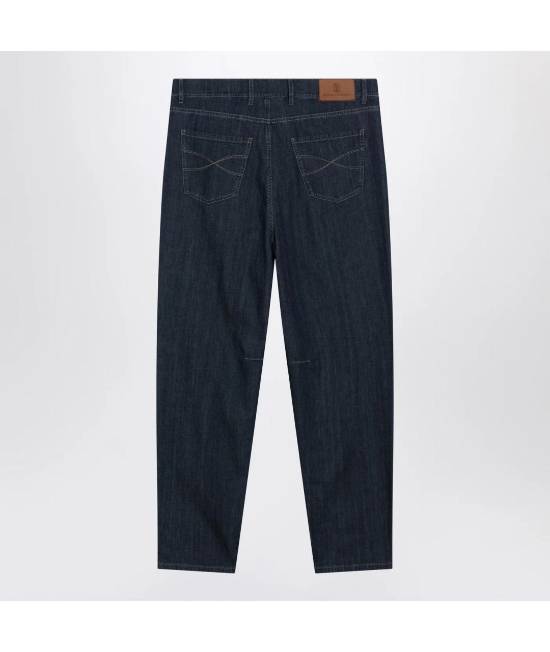 BRUNELLO CUCINELLI Синие хлопковые прямые джинсы, фото 2