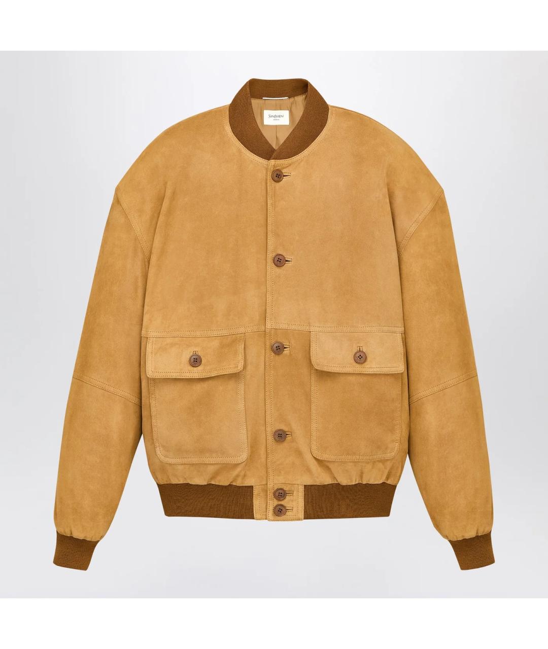 SAINT LAURENT Бежевая замшевая куртка, фото 3