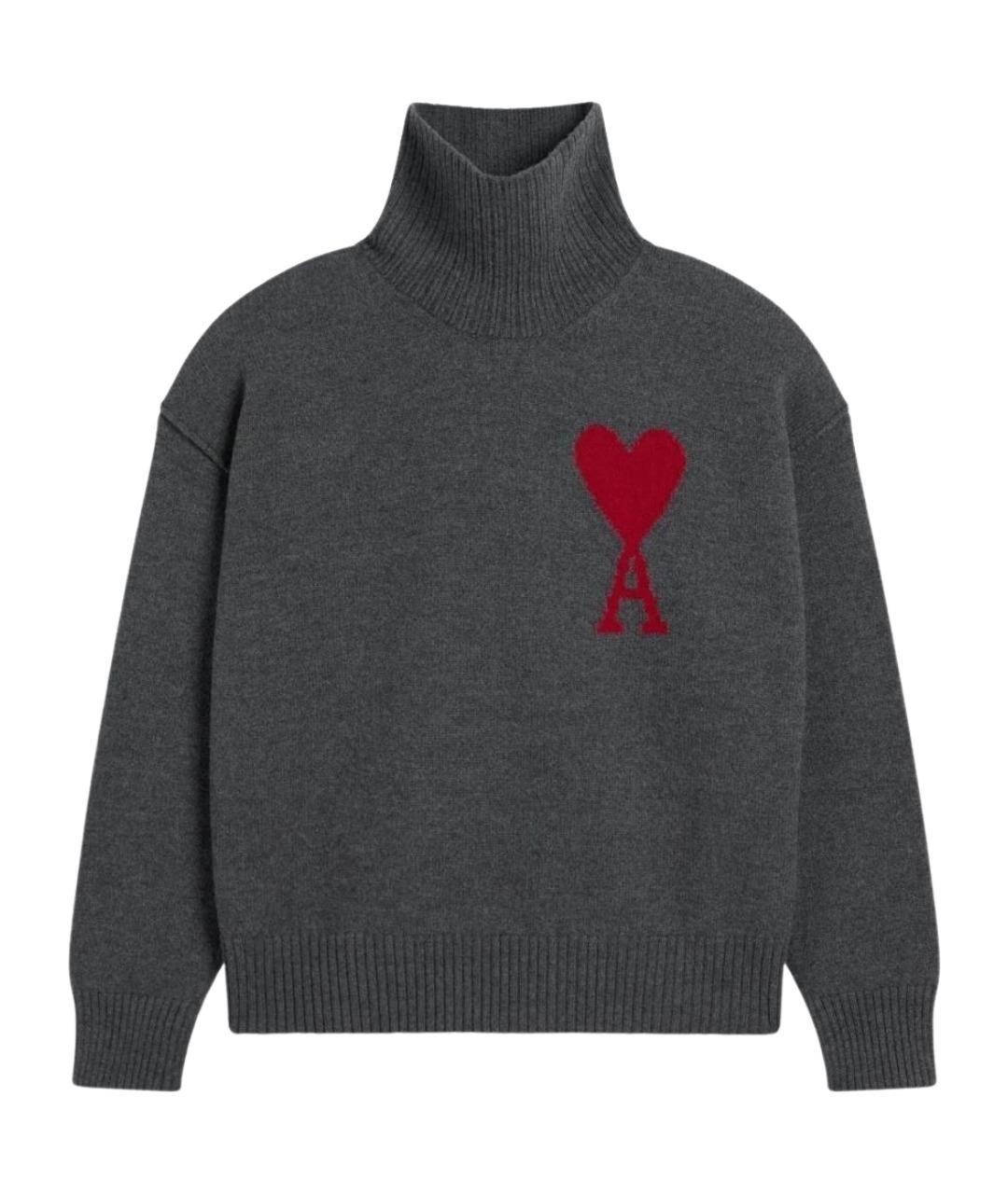 Ami Paris Антрацитовый шерстяной джемпер / свитер, фото 1