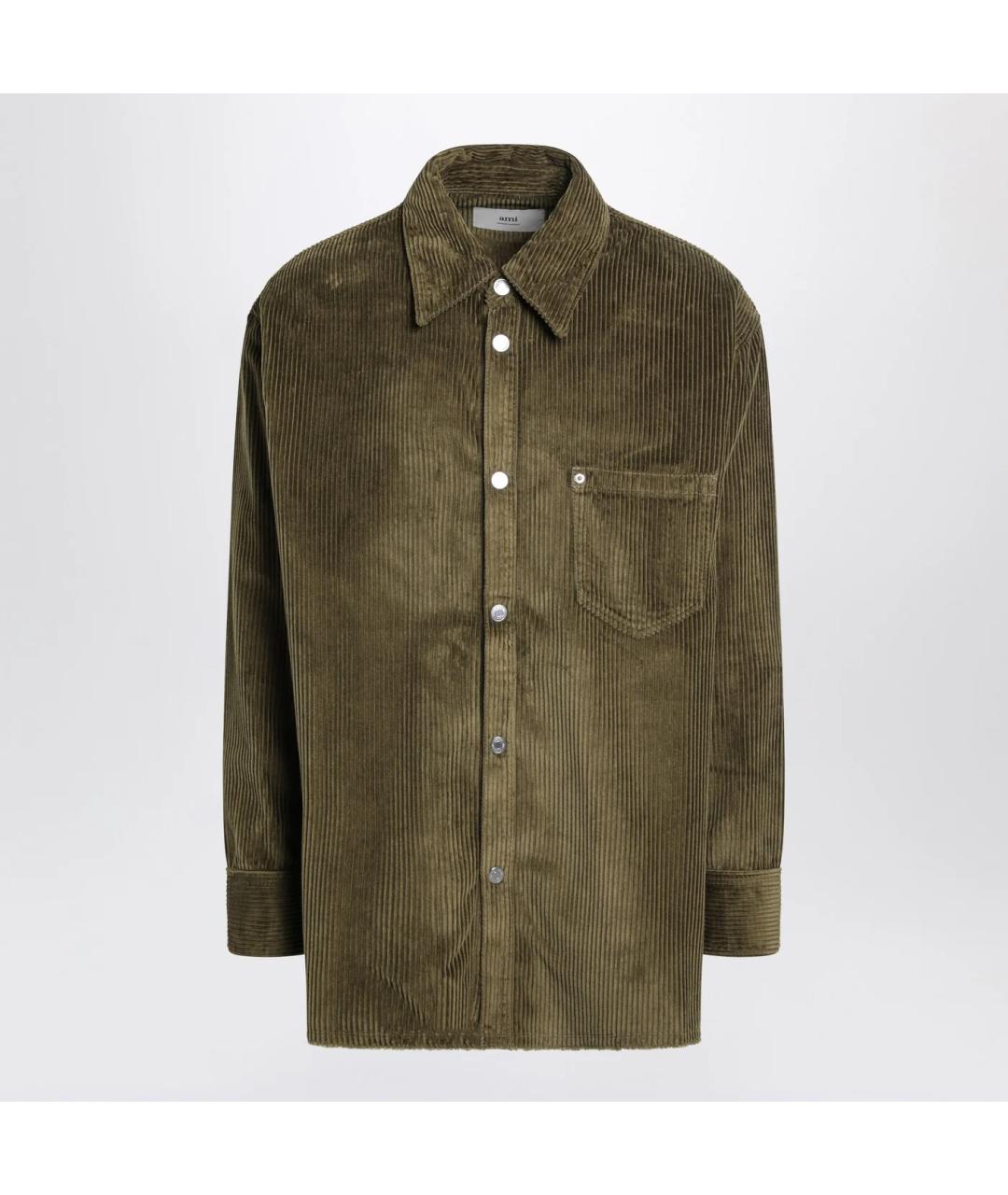 Ami Paris Коричневая хлопковая кэжуал рубашка, фото 3