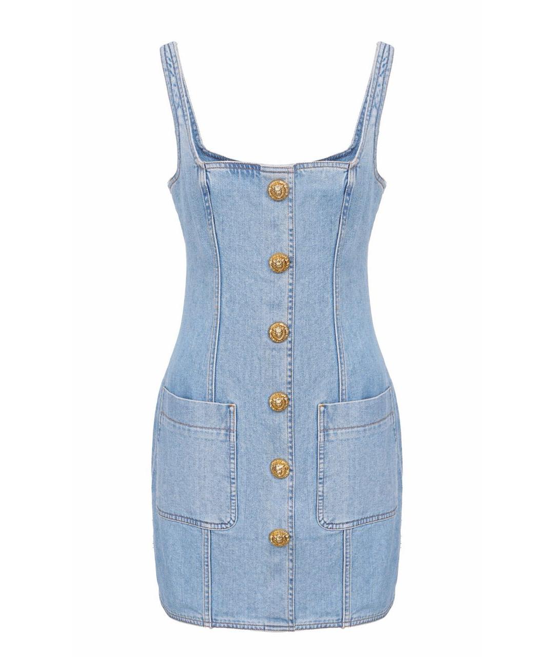 BALMAIN Голубое деним повседневное платье, фото 4