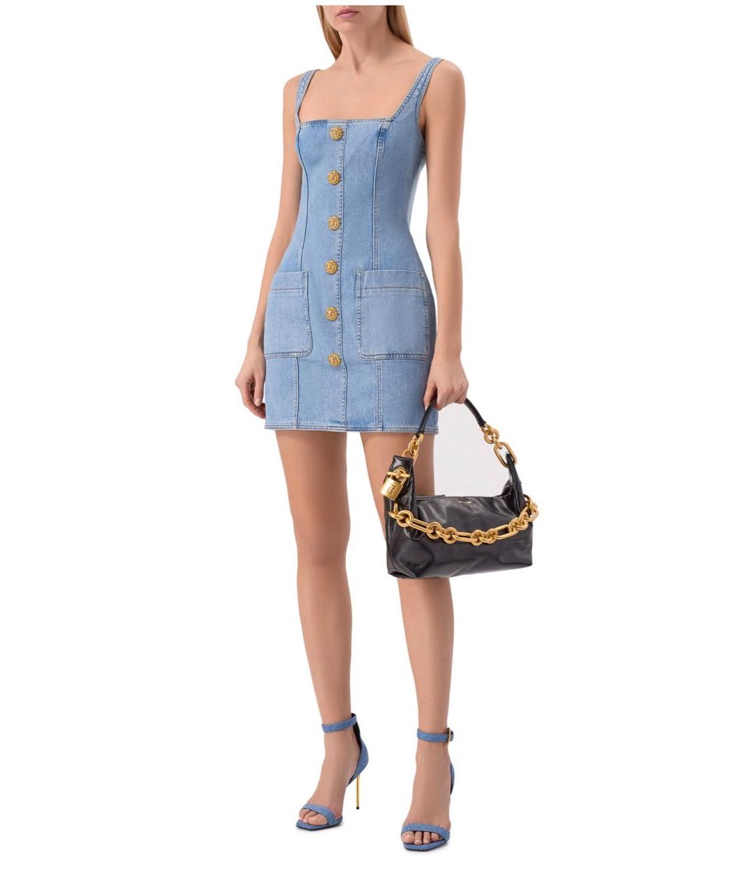 BALMAIN Голубое деним повседневное платье, фото 2