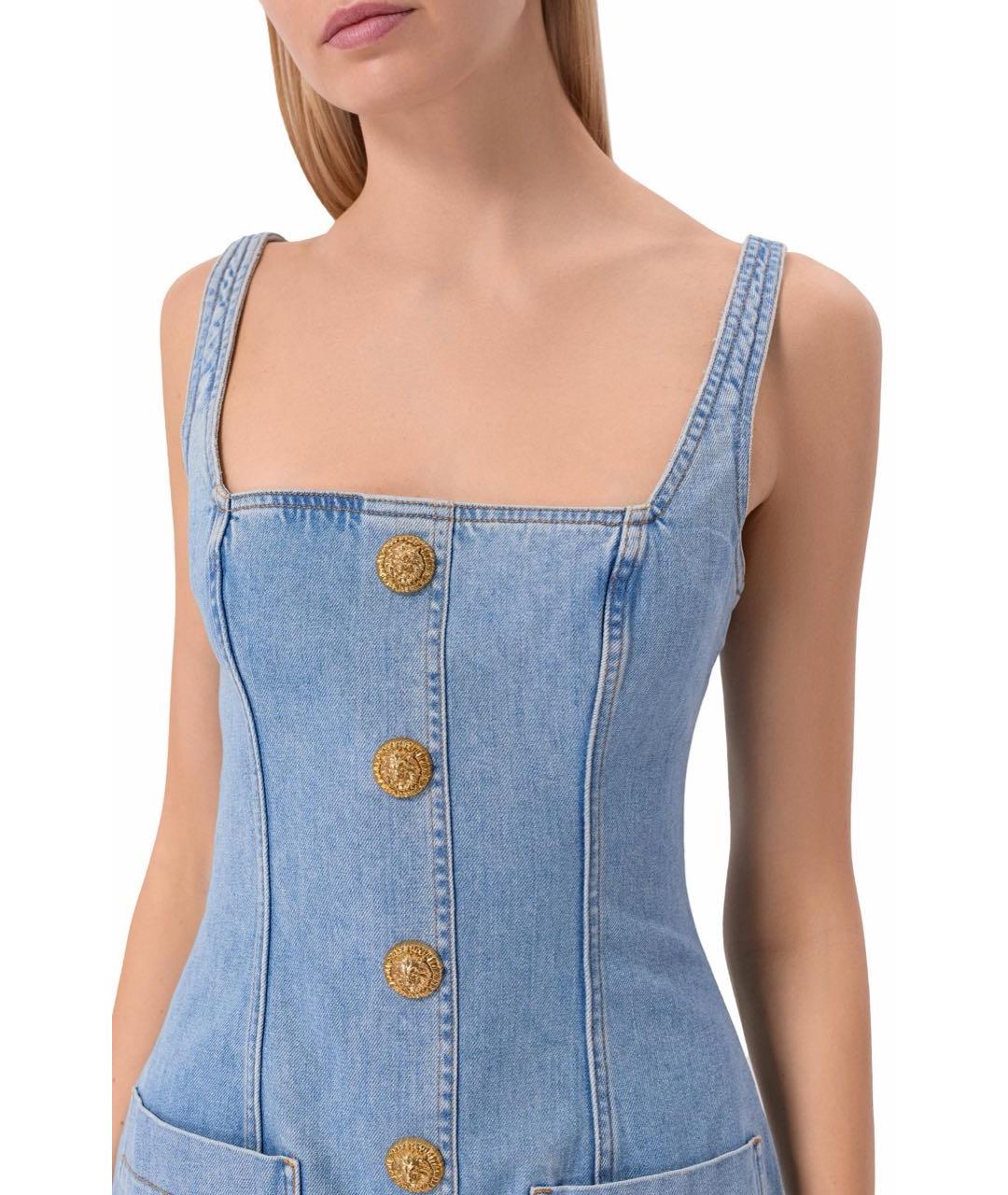 BALMAIN Голубое деним повседневное платье, фото 3