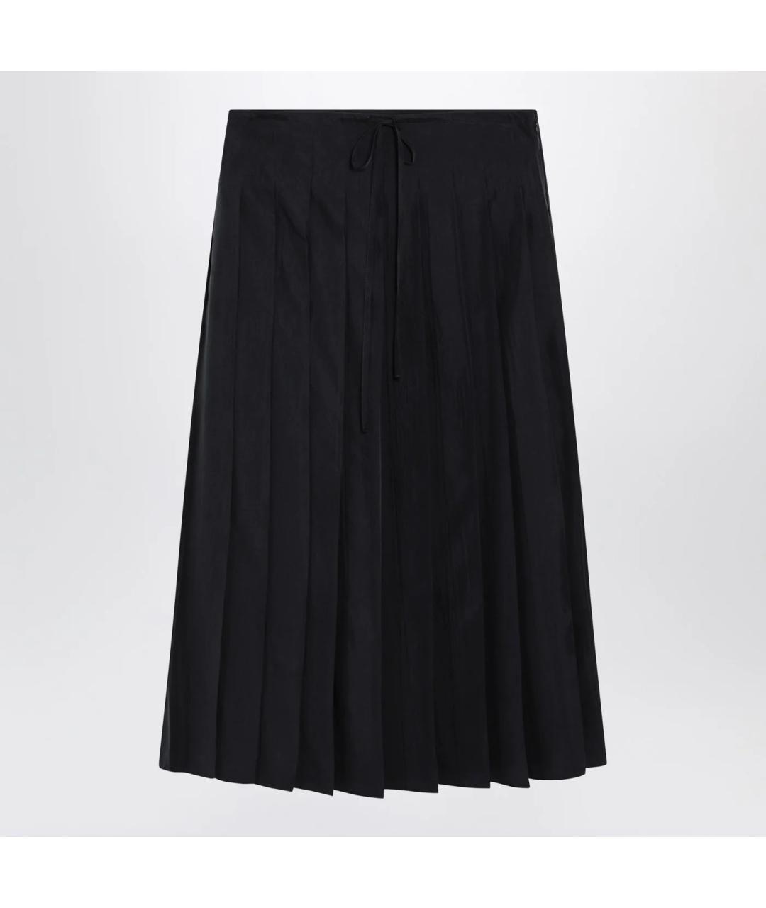 PRADA Темно-синяя шелковая юбка миди, фото 3