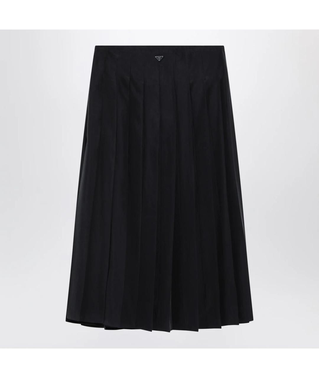 PRADA Темно-синяя шелковая юбка миди, фото 2