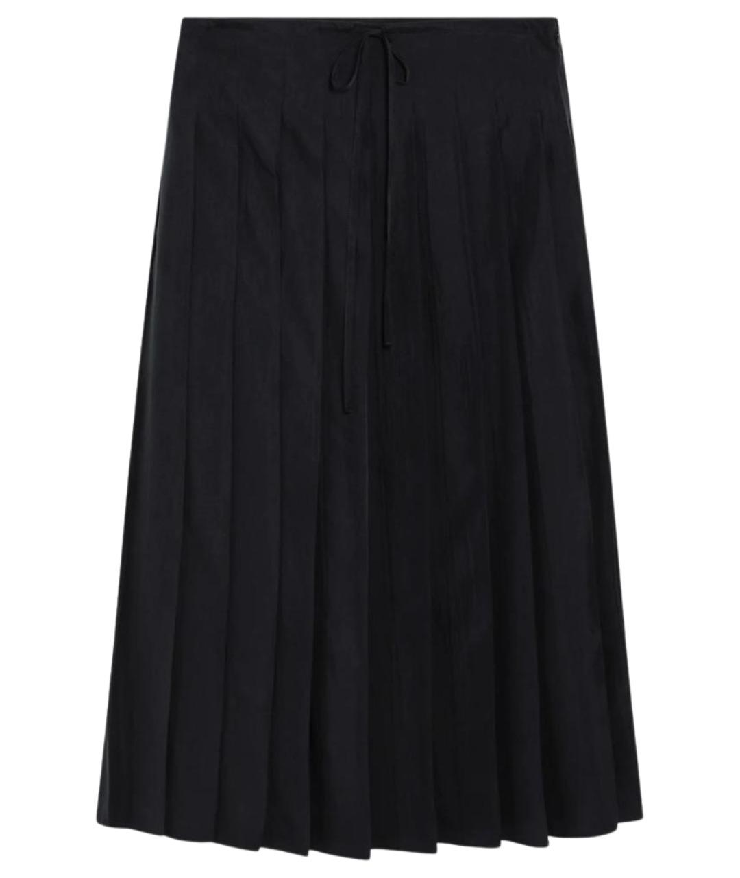 PRADA Темно-синяя шелковая юбка миди, фото 1