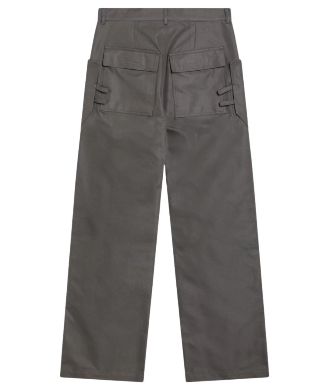 RICK OWENS Серые хлопковые классические брюки, фото 2