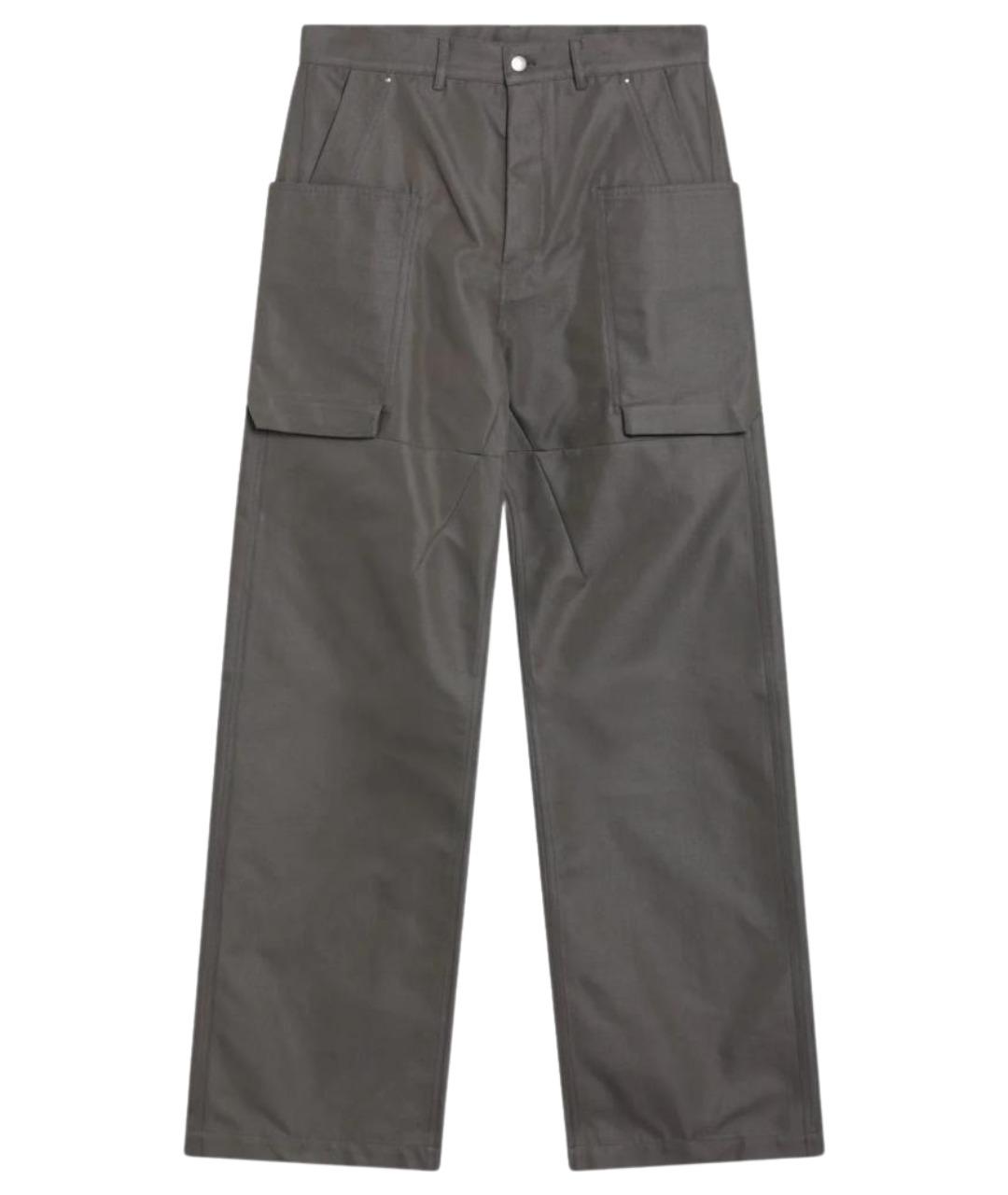 RICK OWENS Серые хлопковые классические брюки, фото 1