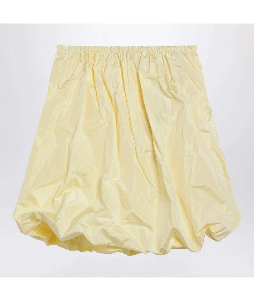 PRADA Желтая шелковая юбка мини, фото 2