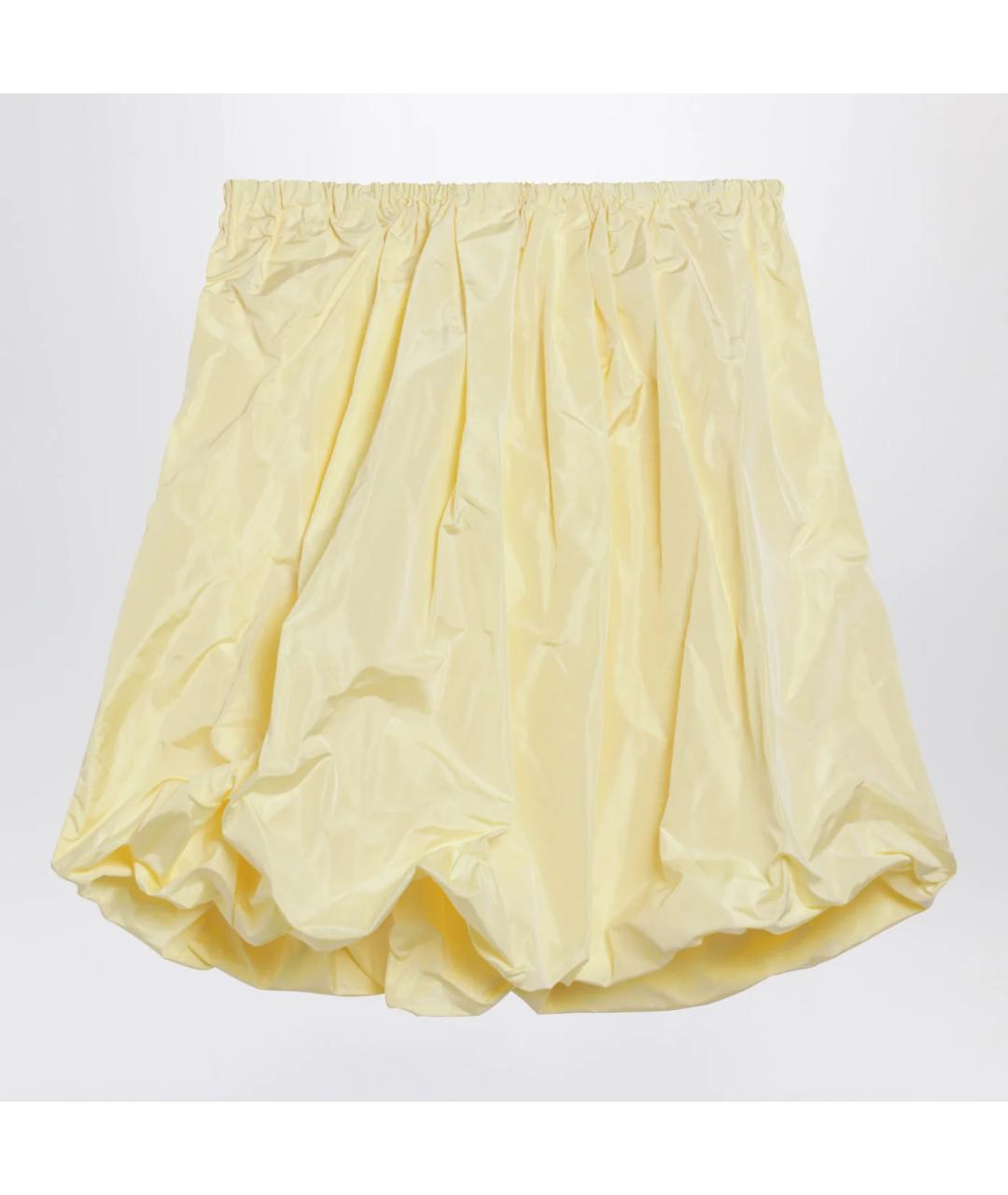 PRADA Желтая шелковая юбка мини, фото 3