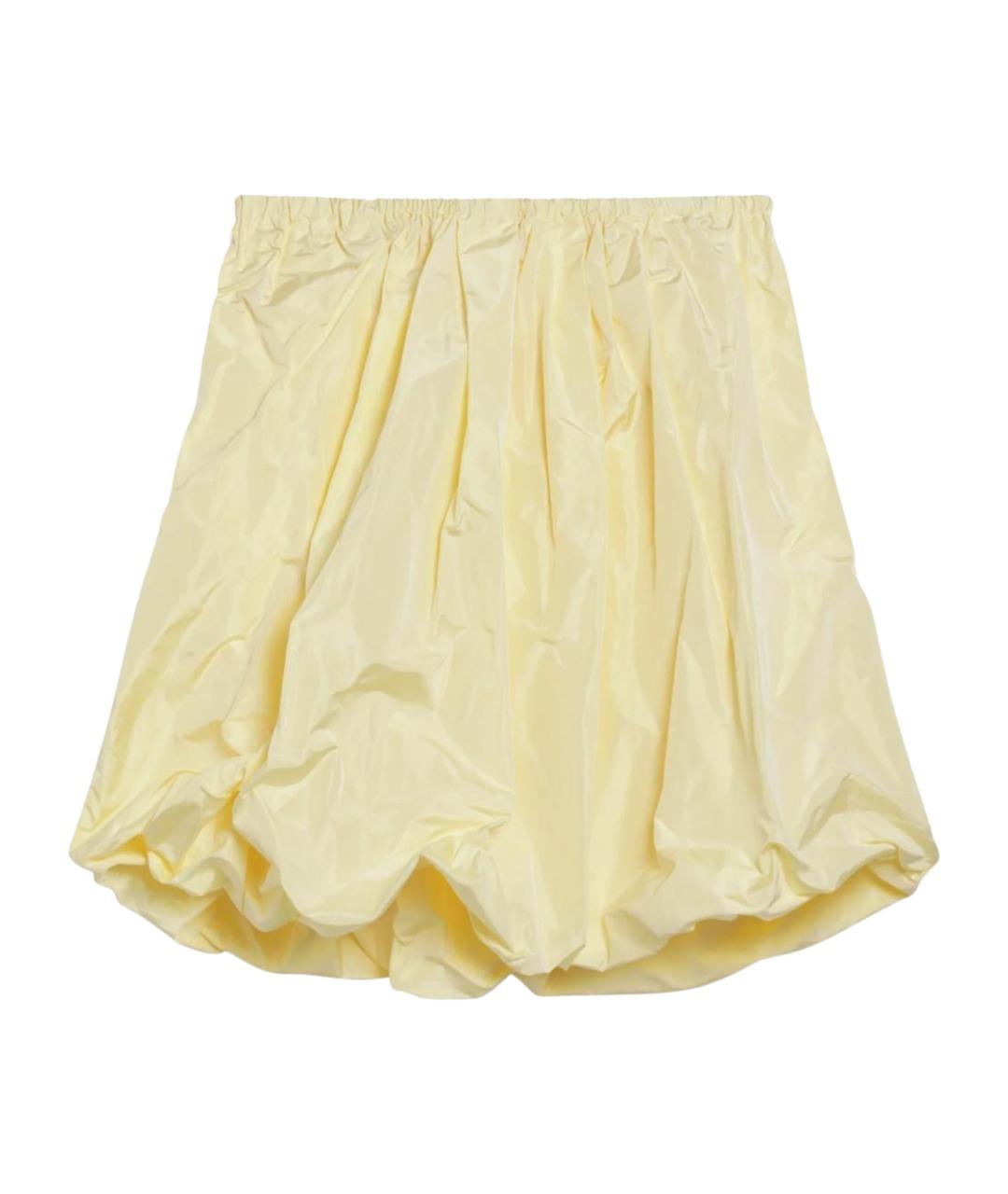 PRADA Желтая шелковая юбка мини, фото 1