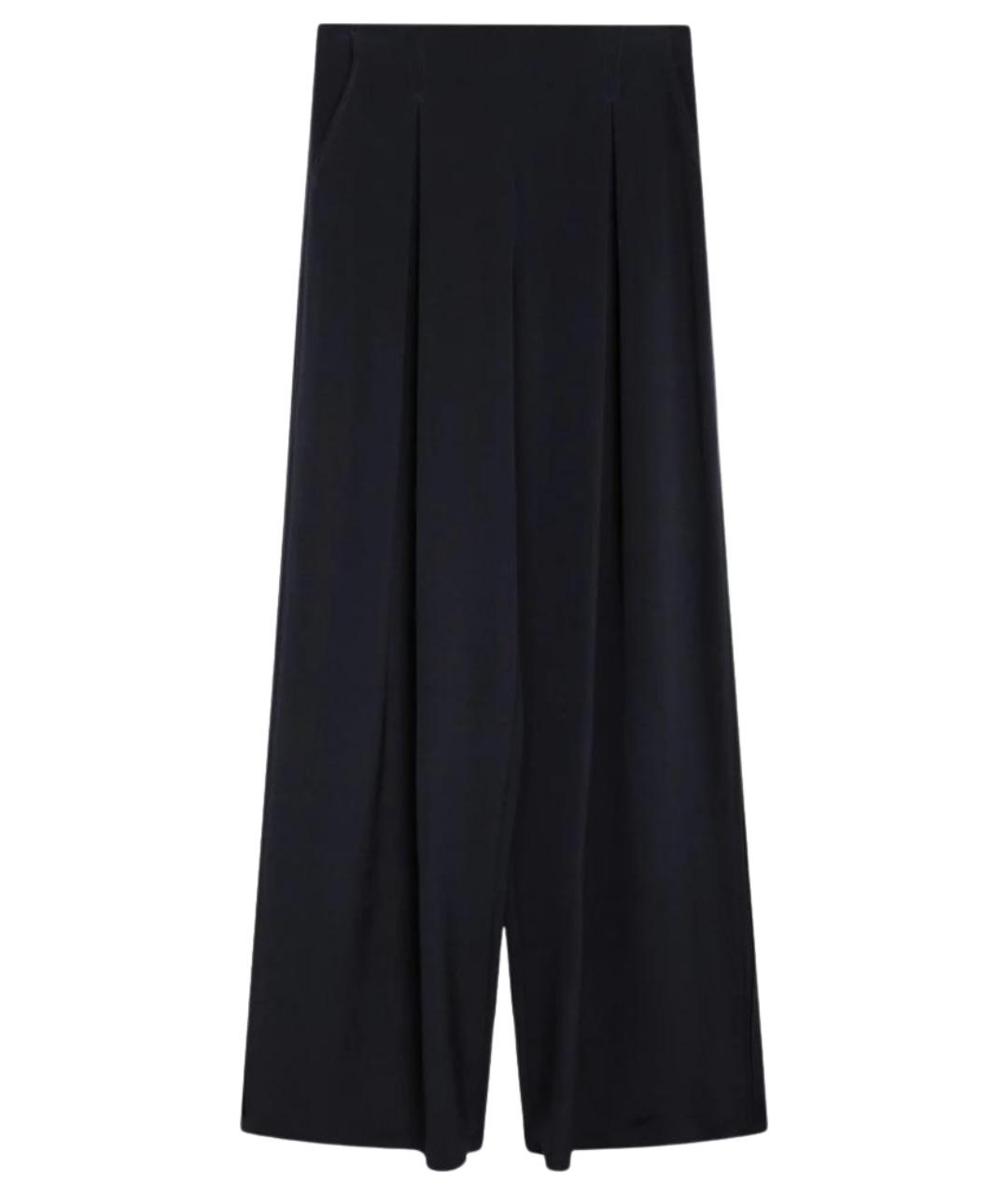 MAX MARA Темно-синие шелковые брюки широкие, фото 1
