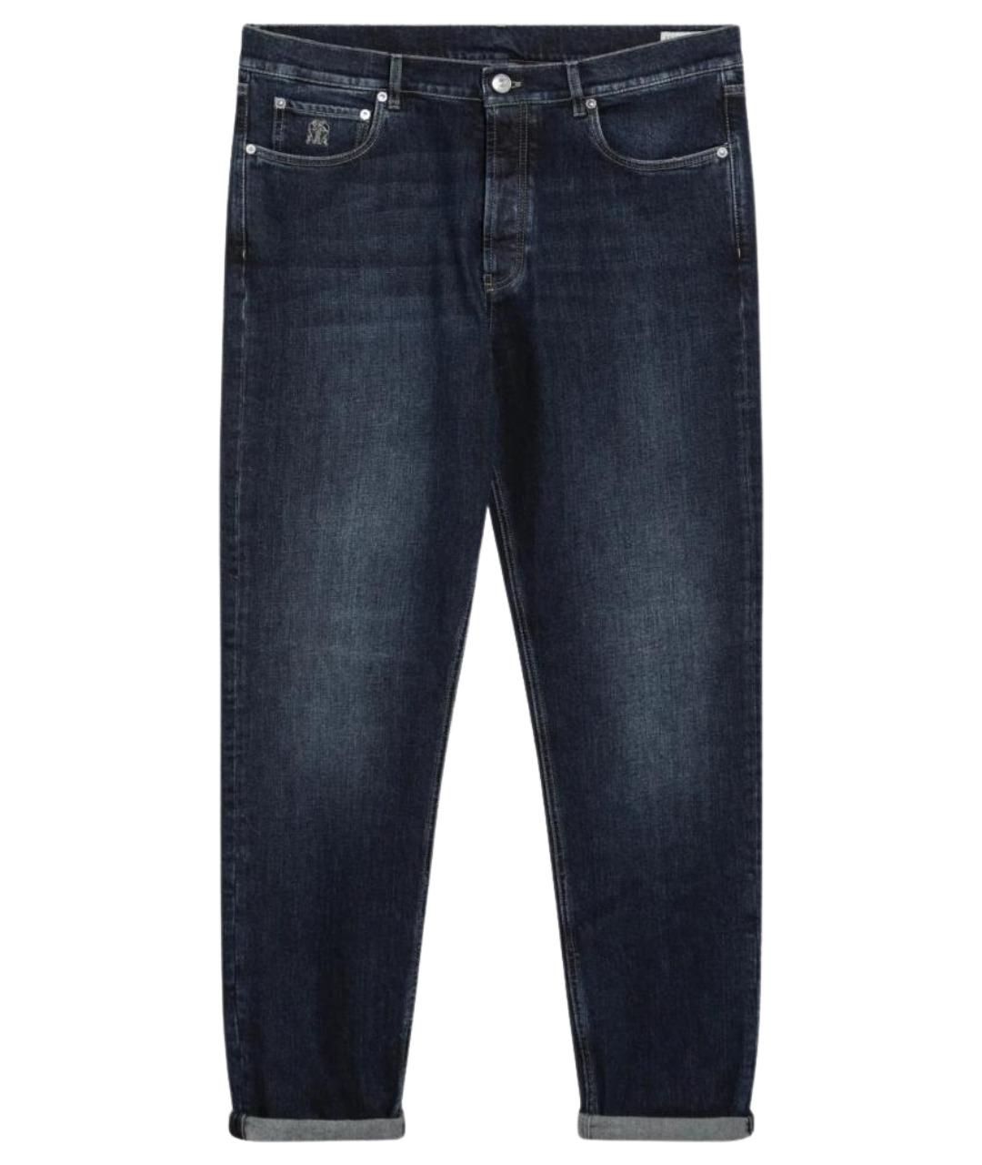 BRUNELLO CUCINELLI Синие хлопковые прямые джинсы, фото 1