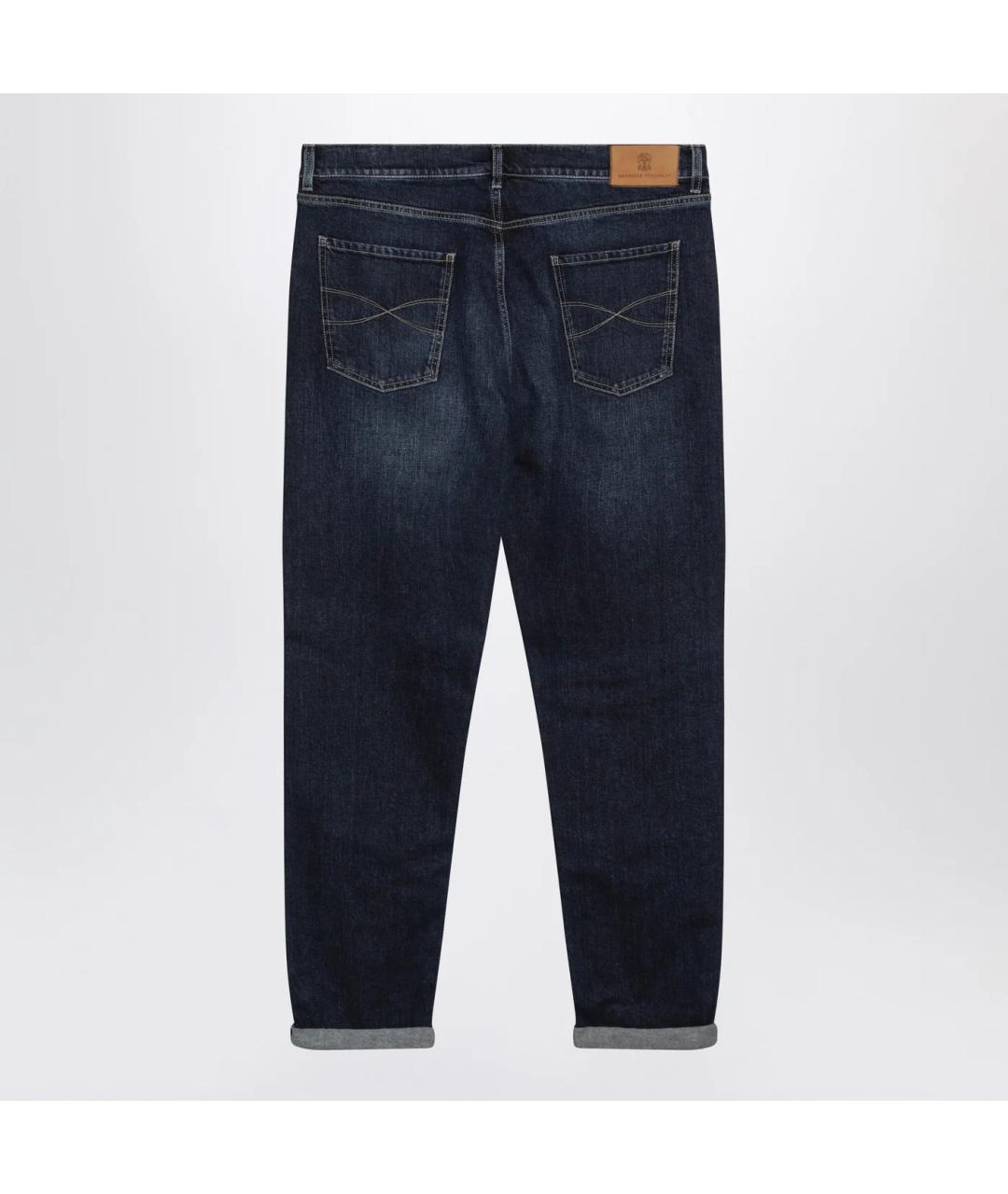 BRUNELLO CUCINELLI Синие хлопковые прямые джинсы, фото 2