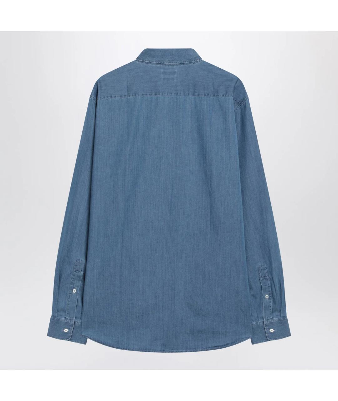 BRUNELLO CUCINELLI Синяя хлопковая кэжуал рубашка, фото 2