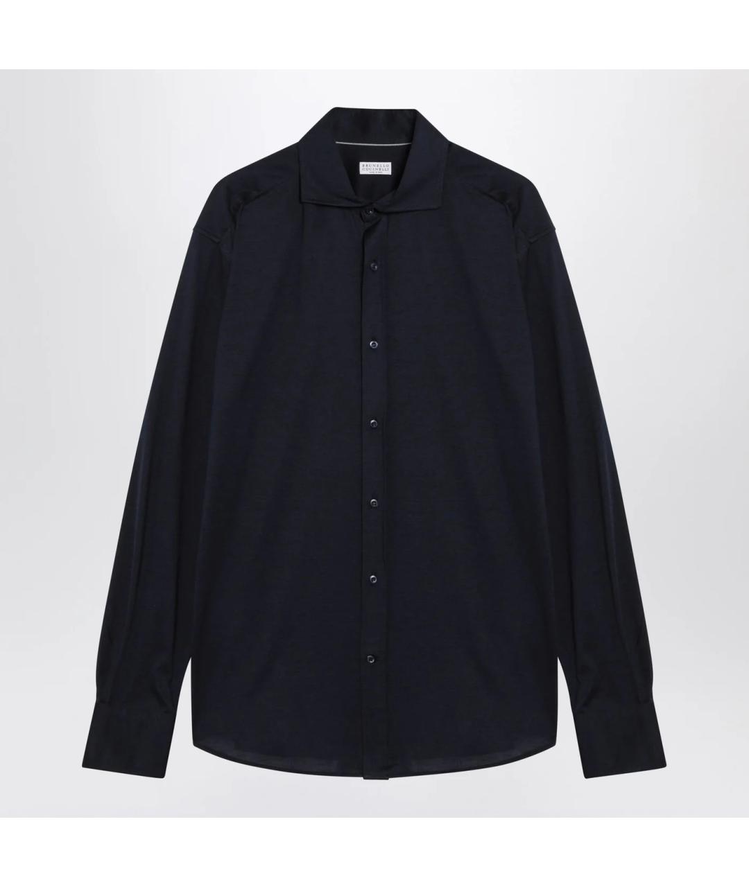 BRUNELLO CUCINELLI Темно-синяя шелковая кэжуал рубашка, фото 3