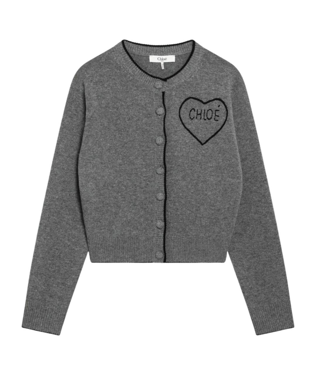 CHLOE Серый хлопковый кардиган, фото 1