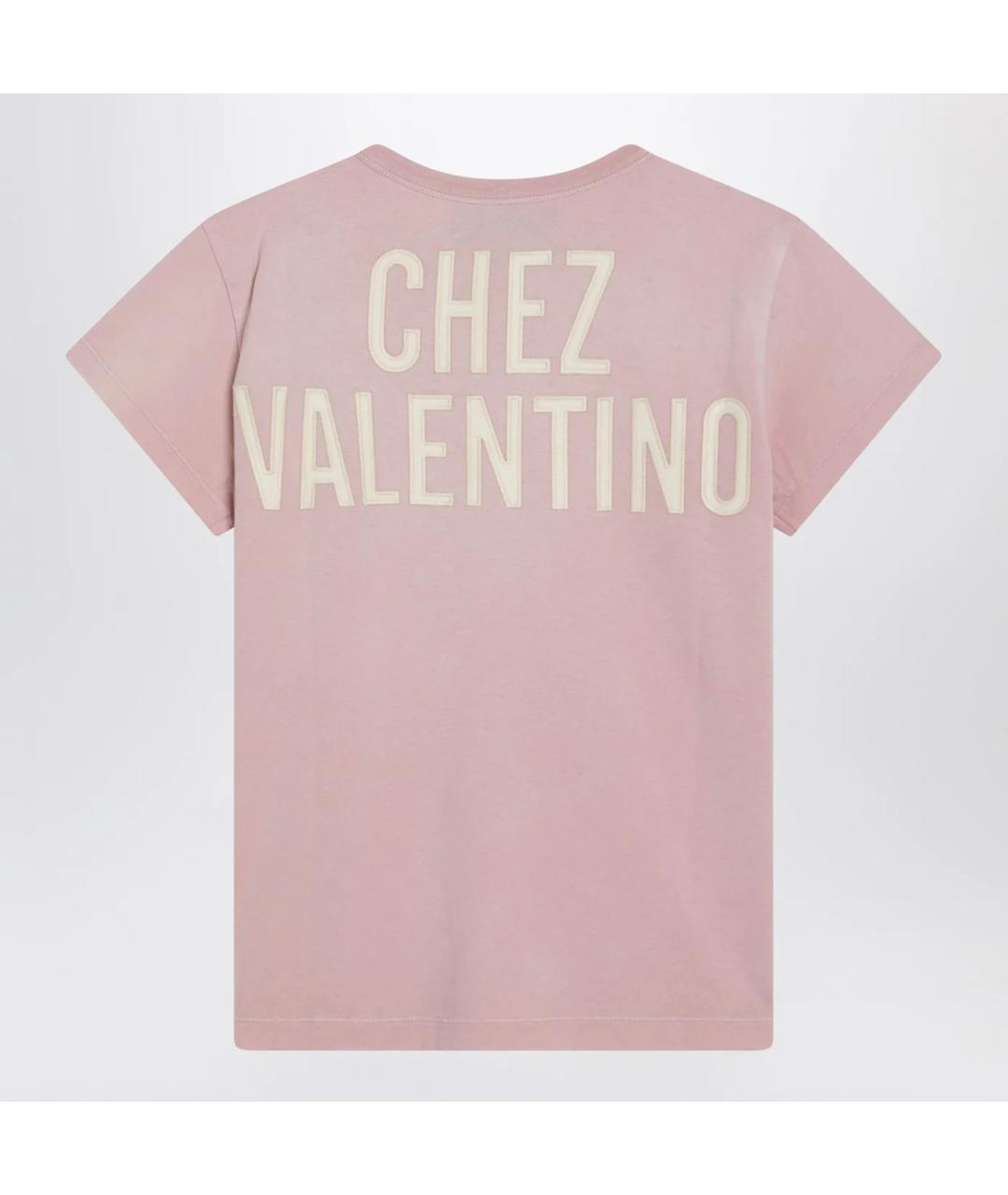 VALENTINO Розовая хлопковая футболка, фото 2