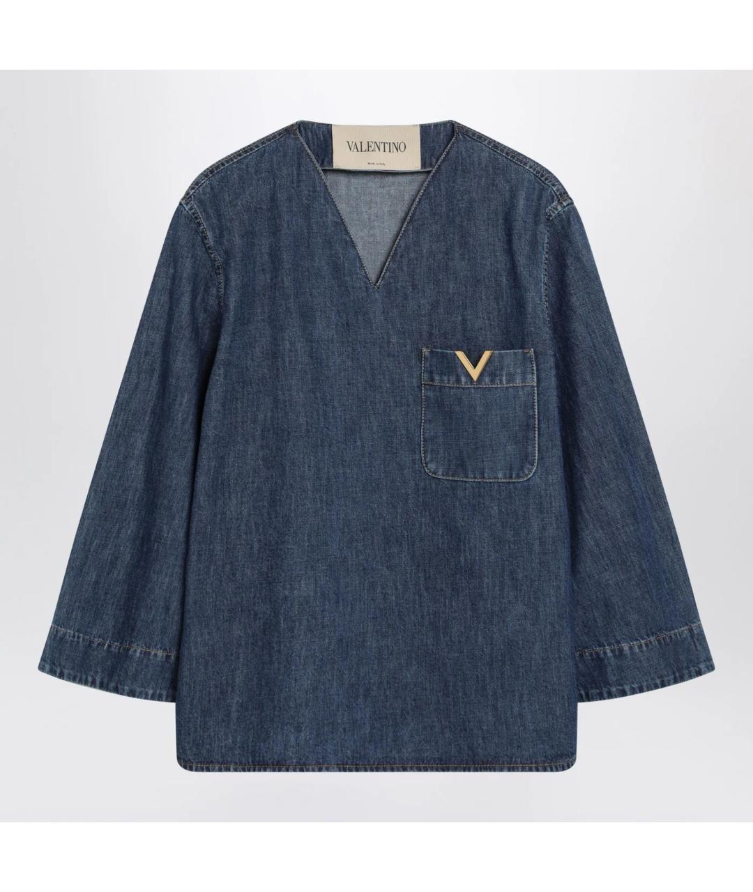 VALENTINO Синяя хлопковая рубашка, фото 3